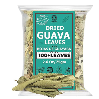 Akshit Dried Guava Leaves ( Hojas De Guayaba ) - 2.6 oz | Pure Guava Leaf for Tea | Feuilles de goyave | Caffeine free, Non GMO, Gluten-free, bio Akshit