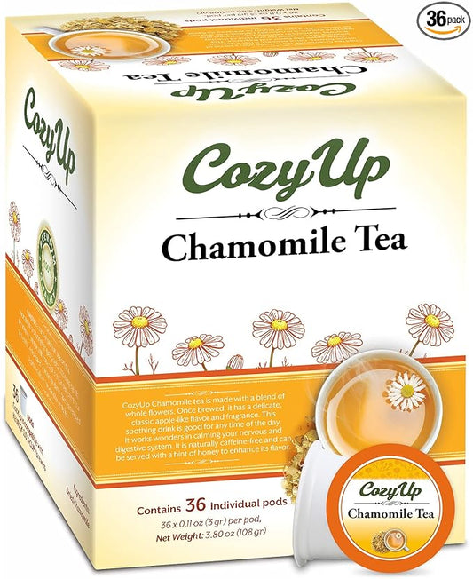 Cozy Up | Pure Camomile Herbal Tea | Pods Compatible with Keurig K-Cup Brewers | Bedtime/Sleep-well/Nightly Calm/Relaxing Tea | 36-Count