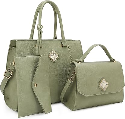 ALYSSA Tote Bag for Women Medium Crossbody Purse Shoulder Bag Top Handle Satchel Cute Wallet 3Pcs Handbags Set Gift
