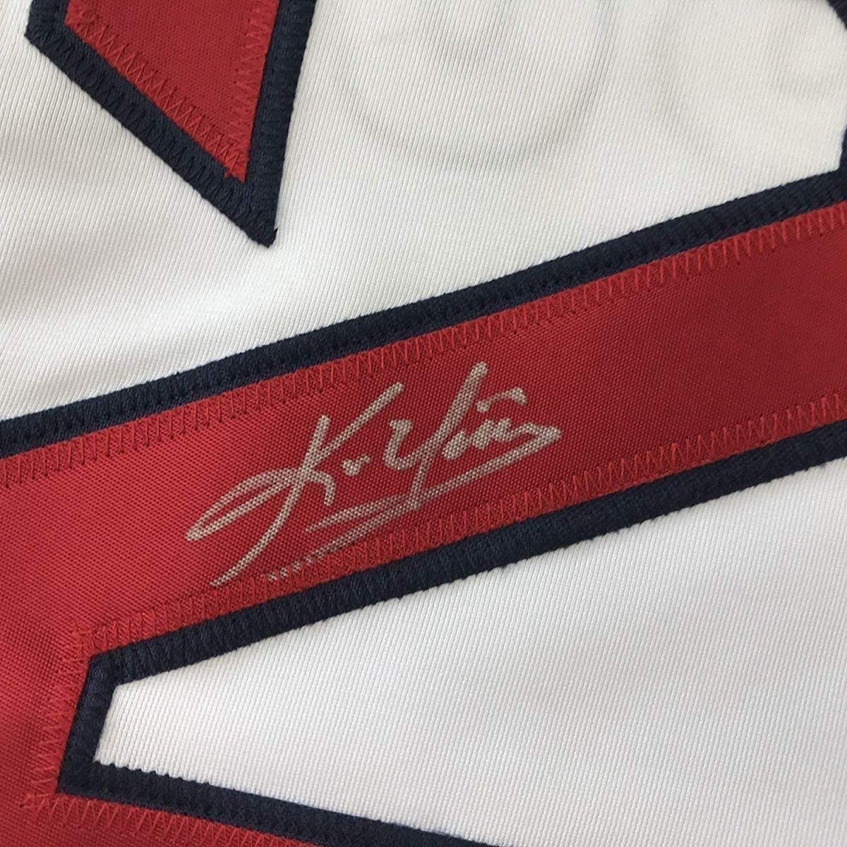 Framed Autographed/Signed Kevin Youkilis 35x39 Boston White Baseball Jersey JSA COA