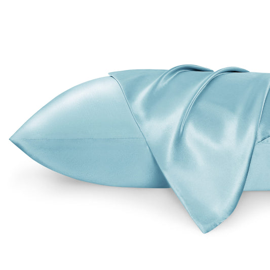 Bedsure Satin Pillowcase Standard Set of 2 - Light Blue Silky 20x26 Inches