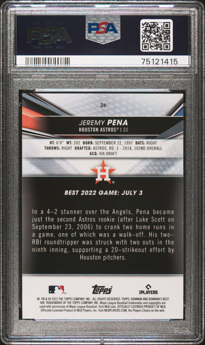 Graded 2022 Topps Bowmans Best Jeremy Pena #26 Rookie RC Baseball Card PSA 10 Gem Mint