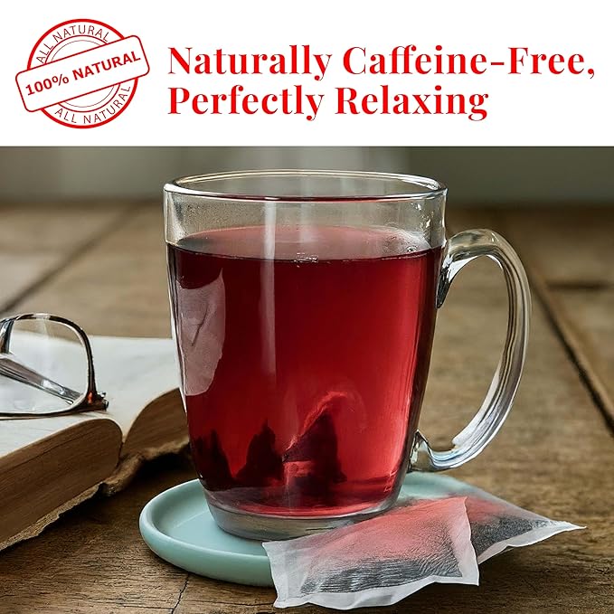 Akshit 50 Hibiscus Ginger Tea Bags – Natural Hibiscus Tea Blend with Hibiscus Flowers & Ginger Root