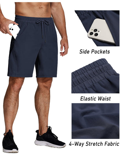 COOFANDY Men's 9" Sports Shorts Basketball Running Athletic Gym Workout Shorts Navy Blue