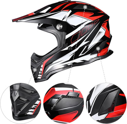 AHR Adult Offroad Dirt Bike Helmet Motocross ATV Dirtbike Outdoor BMX MX Full Face Motorcycle Helmet DOT Approved