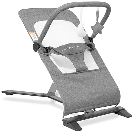 Baby Delight Alpine Deluxe Portable Bouncer | Infant | 0 _ÑÐ 6 months | Charcoal Tweed