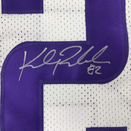 Autographed/Signed Kyle Rudolph Minnesota White Football Jersey JSA COA