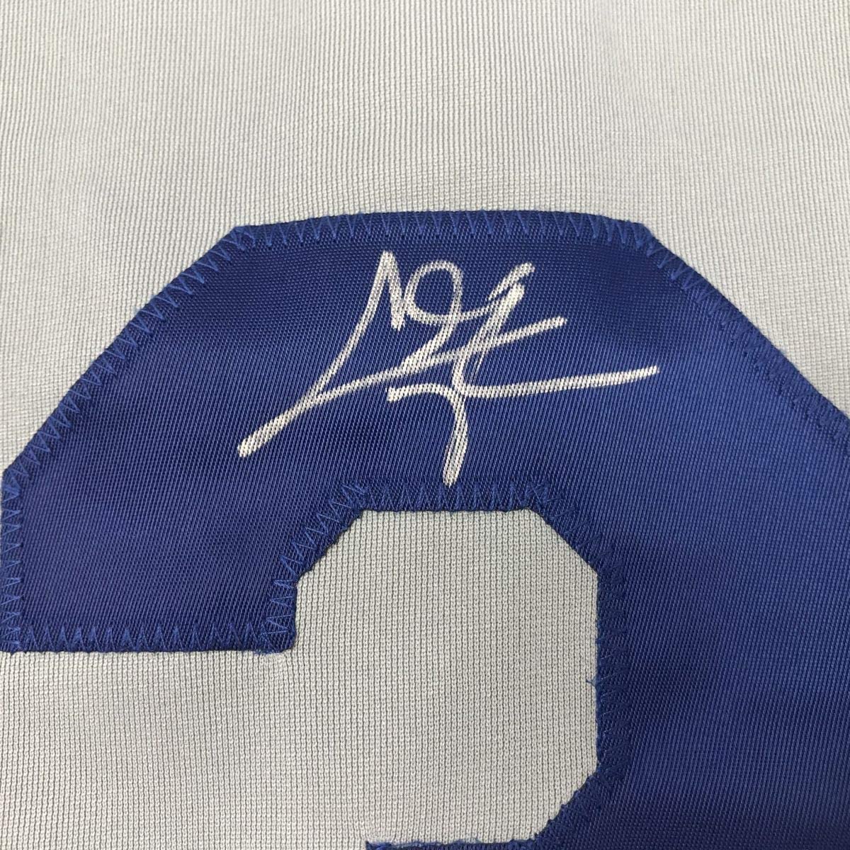 Autographed/Signed Chris Taylor Los Angeles LA Grey Baseball Jersey JSA COA
