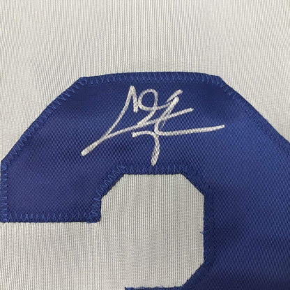 Autographed/Signed Chris Taylor Los Angeles LA Grey Baseball Jersey JSA COA