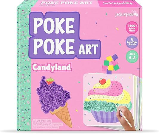 jackinthebox Poke Poke Art ‰ÛÒ Candyland Theme Elements Like Cupcake, Candy, Ice Cream, Lollipop, Donut, Candyfloss, Mess-Free Sewing Art for Kids, Great Gift for Girls and Boys Ages 4 5 6 7 8
