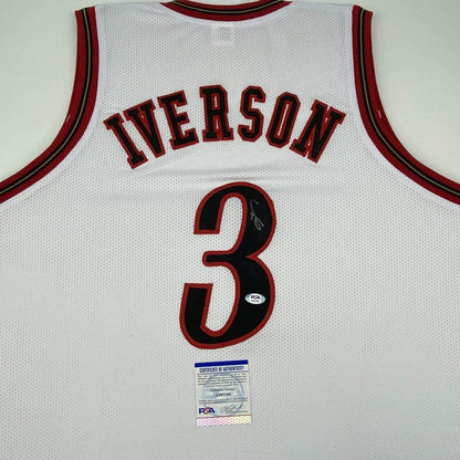 Autographed/Signed Allen Iverson Philadelphia White Basketball Jersey PSA/DNA COA