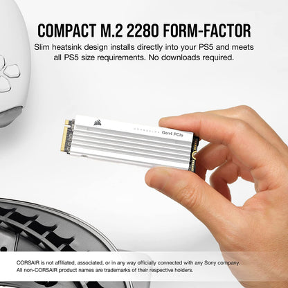Corsair MP600 PRO LPX 2TB M.2 NVMe PCIe x4 Gen4 SSD - Optimized for PS5 (Up to 7,100MB/sec Sequential Read & 6,800MB/sec Sequential Write Speeds, High-Speed Interface, Compact Form Factor) Black
