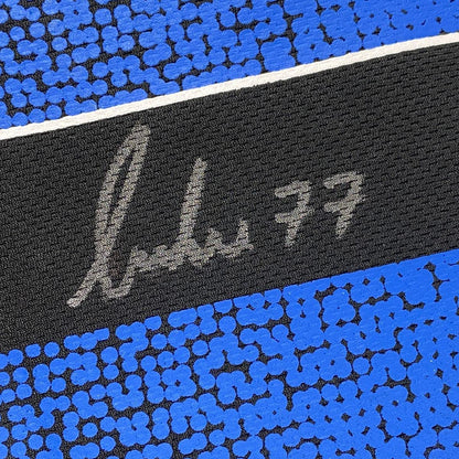 Autographed/Signed Luka Doncic Dallas Blue Practice Basketball Jersey Beckett BAS COA Holo Only