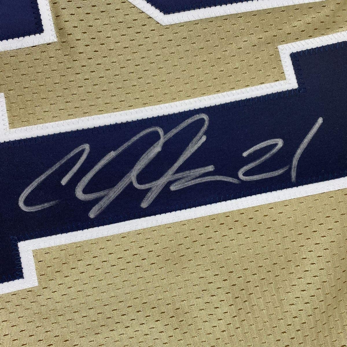 Autographed/Signed Calvin Johnson Georgia Tech Gold College Football Jersey Beckett BAS COA