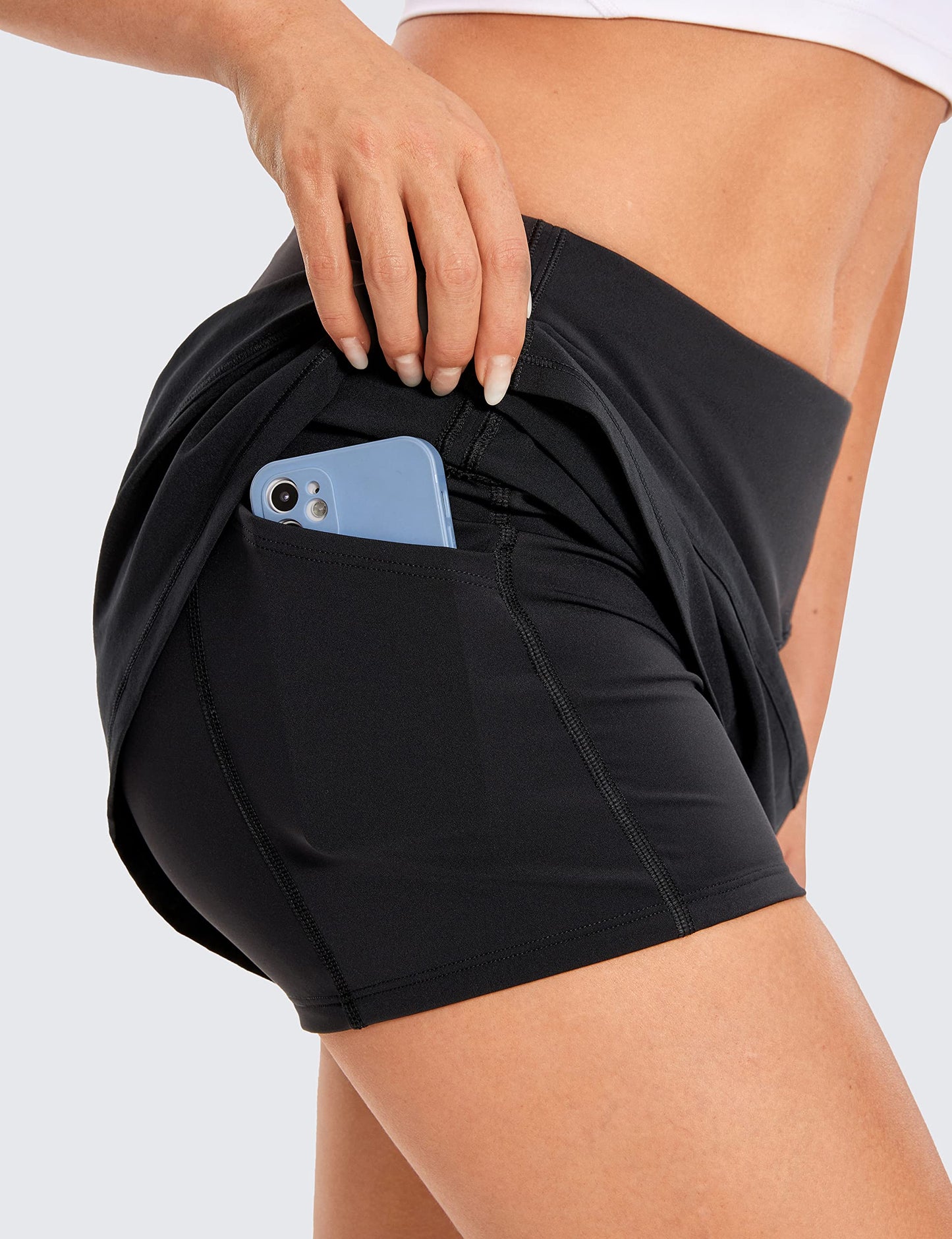 CRZ YOGA Women's Lightweight High Waisted Tennis Skirts A Line Athletic Workout Running Sports Golf Skorts with Pockets Black Small