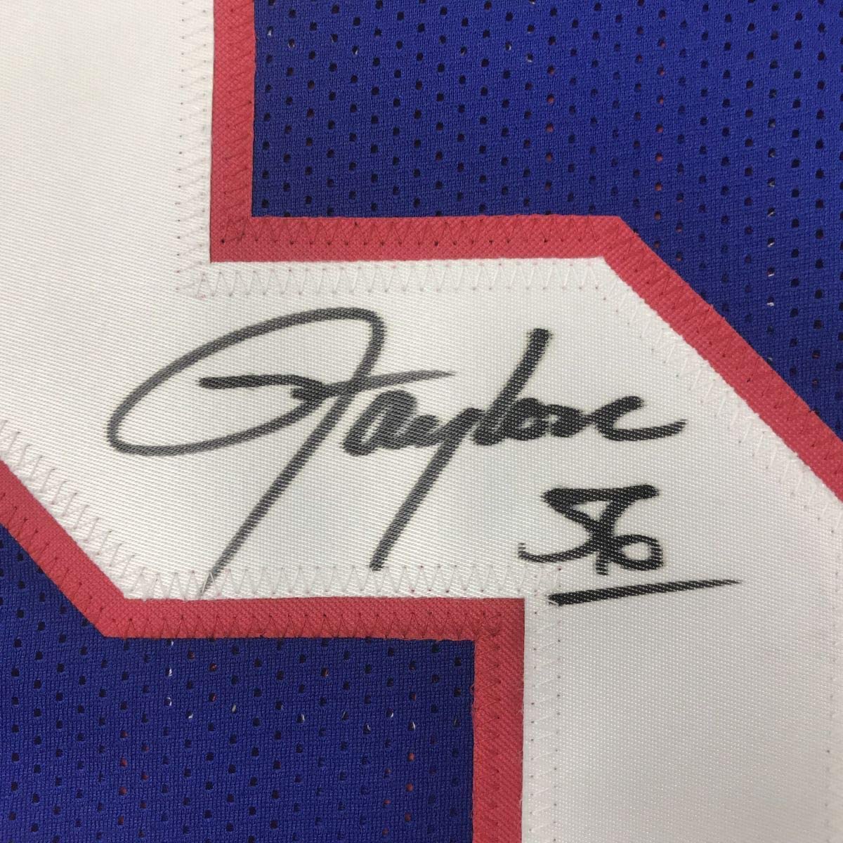 Autographed/Signed Lawrence Taylor New York Blue Football Jersey PSA/DNA COA