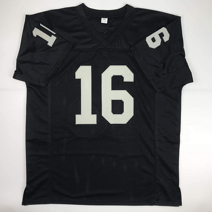 Autographed/Signed Jim Plunkett Oakland Black Football Jersey JSA COA