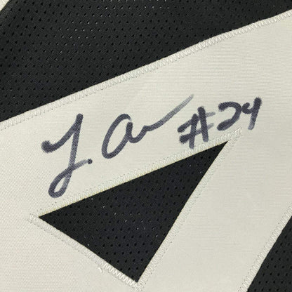 Autographed/Signed Johnathan Abram Las Vegas Oakland Black Football Jersey JSA COA