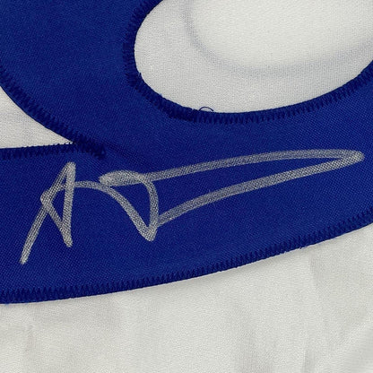 Framed Autographed/Signed Aaron Donald 35x39 Los Angeles LA White Football Jersey JSA COA