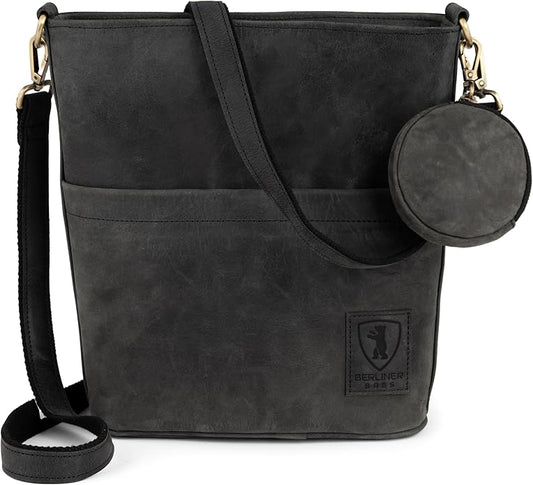 BERLINER BAGS Vintage Genuine Leather Shoulder Bag Sofia, Handbag, Crossbody Bag for Women