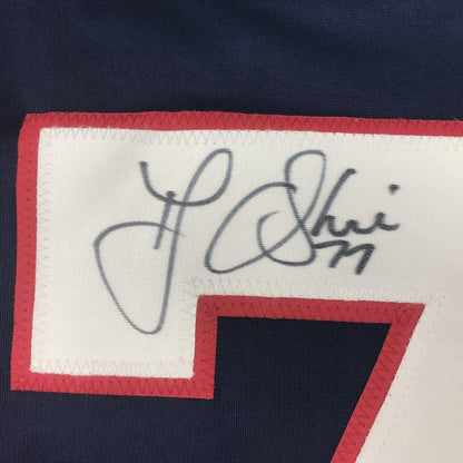 Framed Autographed/Signed TJ T.J. Oshie 35x39 United States USA Blue Olympics Hockey Jersey Beckett BAS COA