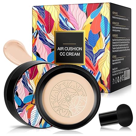 2024 New Mushroom Head Air Cushion CC Cream - Apartment Air Cushion CC Cream, BB Cream Face Make Up, Long-Lasting Matte Waterproof Moisturizing Concealer Beauty (Natural+Brighten)
