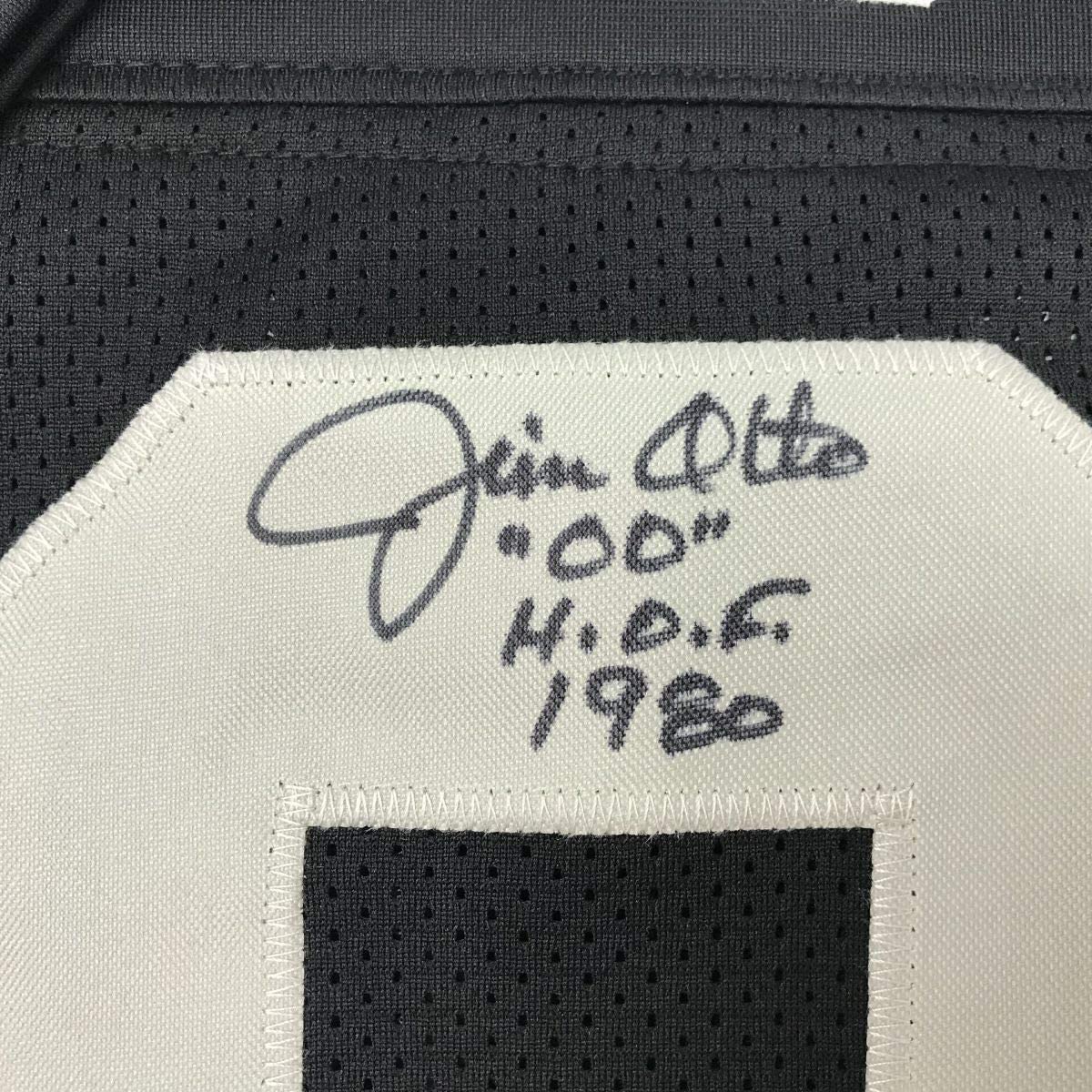 Autographed/Signed Jim Otto HOF 80 Oakland Black Football Jersey JSA COA