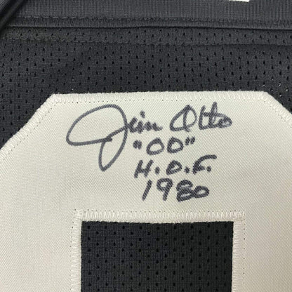 Autographed/Signed Jim Otto HOF 80 Oakland Black Football Jersey JSA COA
