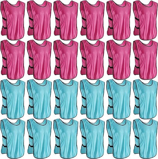 DIMEGON 24 Pack Youth Pinnies, Sports Pinnies for Youth Adults, Soccer Basketball Scrimmage Training Vests, Football Team Practice Jersey