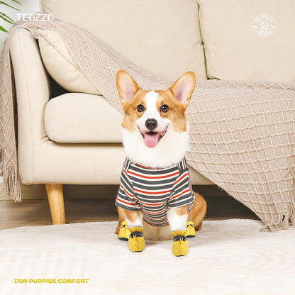 Waterproof Reflective Dog Boots – Winter Warm Anti-Slip Pet Shoes with Adjustable Drawstring, for Small Dogs & Puppies (Set of 4)