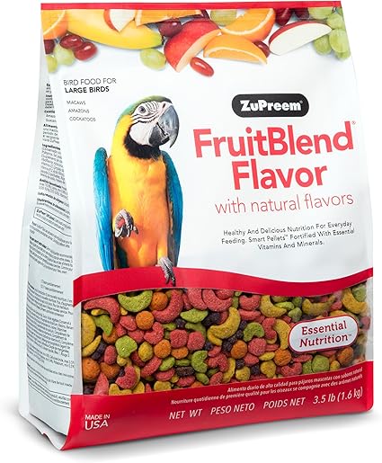 ZuPreem FruitBlend Flavor Pellets Bird Food for Large Birds - Daily Blend for Amazons, Macaws, Cockatoos - 3.5 lb
