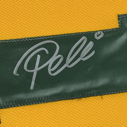 Autographed/Signed Pele Brazil Yellow Soccer Futbol Jersey Beckett BAS COA Auto