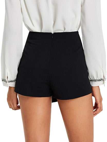 Floerns Women's Casual Asymmetrical High Waisted Bodycon Pencil Skirt Shorts Black M