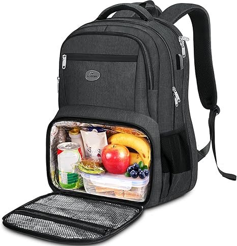 MATEIN 18 Inch Backpack for Men, Extra Large Work Backpack with Lunch Compartment, Water Resistant Insulated Cooler Computer Bag with USB Port, Sturdy Padded Carry On Laptop Daypack for College Travel