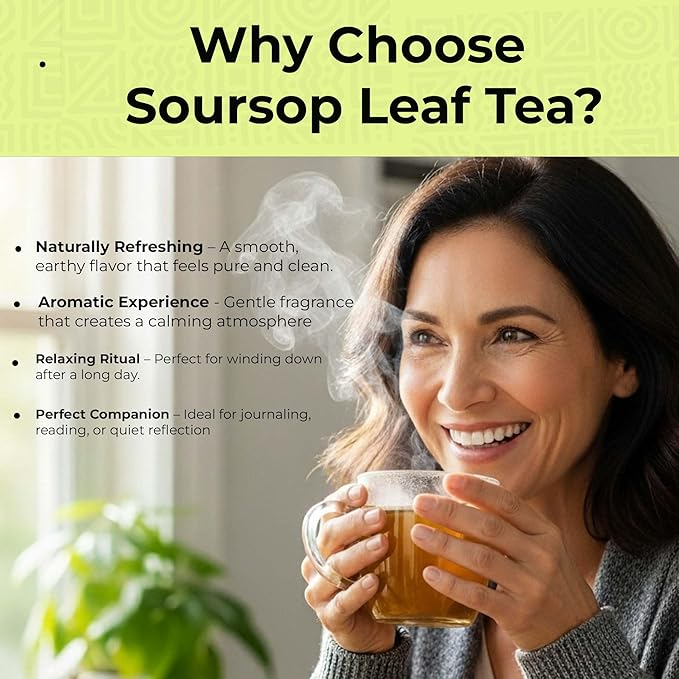 200+ Whole Dried Soursop Leaves Tea – 2.6 oz , 100% Natural Soursop Tea (Graviola Leaves), Caffeine-Free Herbal Tea (Hoja Guanabana)