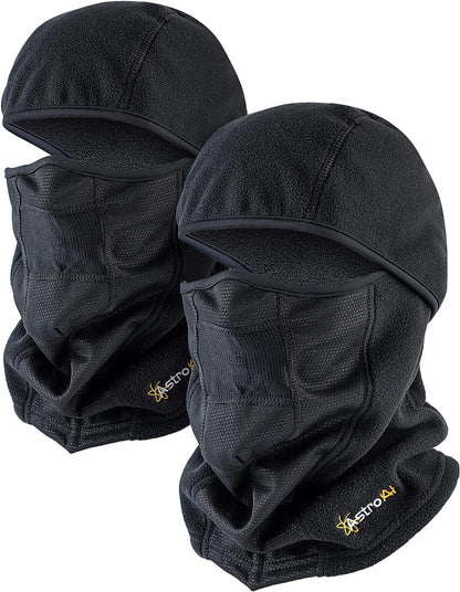 AstroAI Balaclava Ski Mask 2 Pack Winter Fleece Thermal Face Mask Cover for Men Women Warmer Windproof Breathable, Cold Weather Gear for Skiing, Outdoor Work, Riding Motorcycle & Snowboarding, Black
