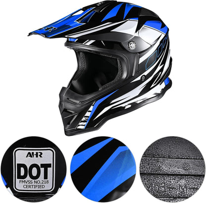 AHR Adult Offroad Dirt Bike Helmet Motocross ATV Dirtbike Outdoor BMX MX Full Face Motorcycle Helmet DOT Approved