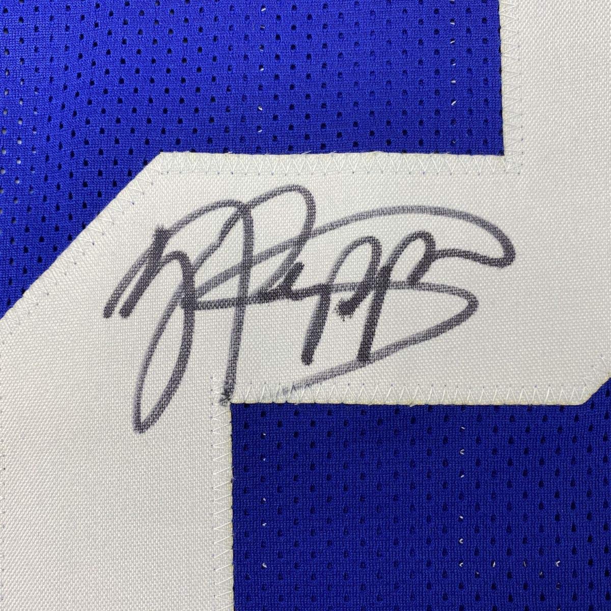 Autographed/Signed Jabrill Peppers New York Blue Football Jersey JSA COA