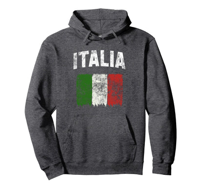Italia Distressed Italian Flag Hoodie - Streetwear Style for Adults