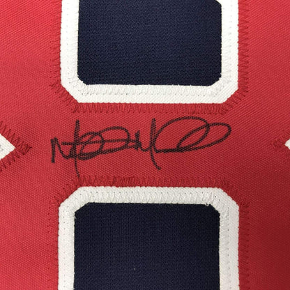 Autographed/Signed Mitch Moreland Boston Blue Baseball Jersey JSA COA