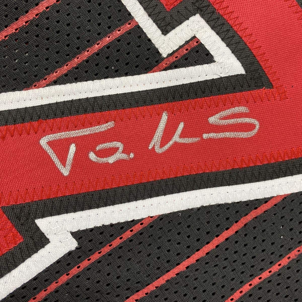 Autographed/Signed Toni Kukoc Chicago Black Pinstripe Stat Basketball Jersey Beckett BAS COA