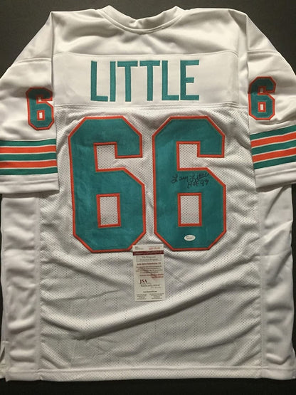 Autographed/Signed Larry Little HOF 93  Miami White Football Jersey JSA COA