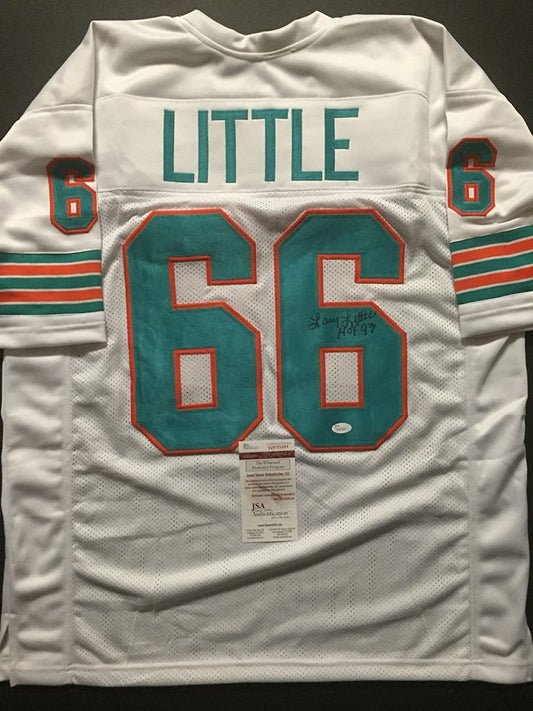 Autographed/Signed Larry Little HOF 93  Miami White Football Jersey JSA COA