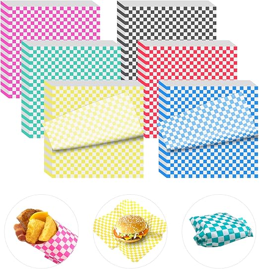 240 Sheets Variety Pack Checkered Dry Waxed Deli Paper Sheets 12x12 inch Paper Sandwich Paper Liners, Food Basket Liners Wax Paper Deli Wrap Wax Paper Sheets for Wrapping Bread and Sandwiches