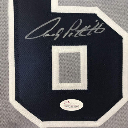 Autographed/Signed Andy Pettitte New York Grey Baseball Jersey JSA COA Holo Only