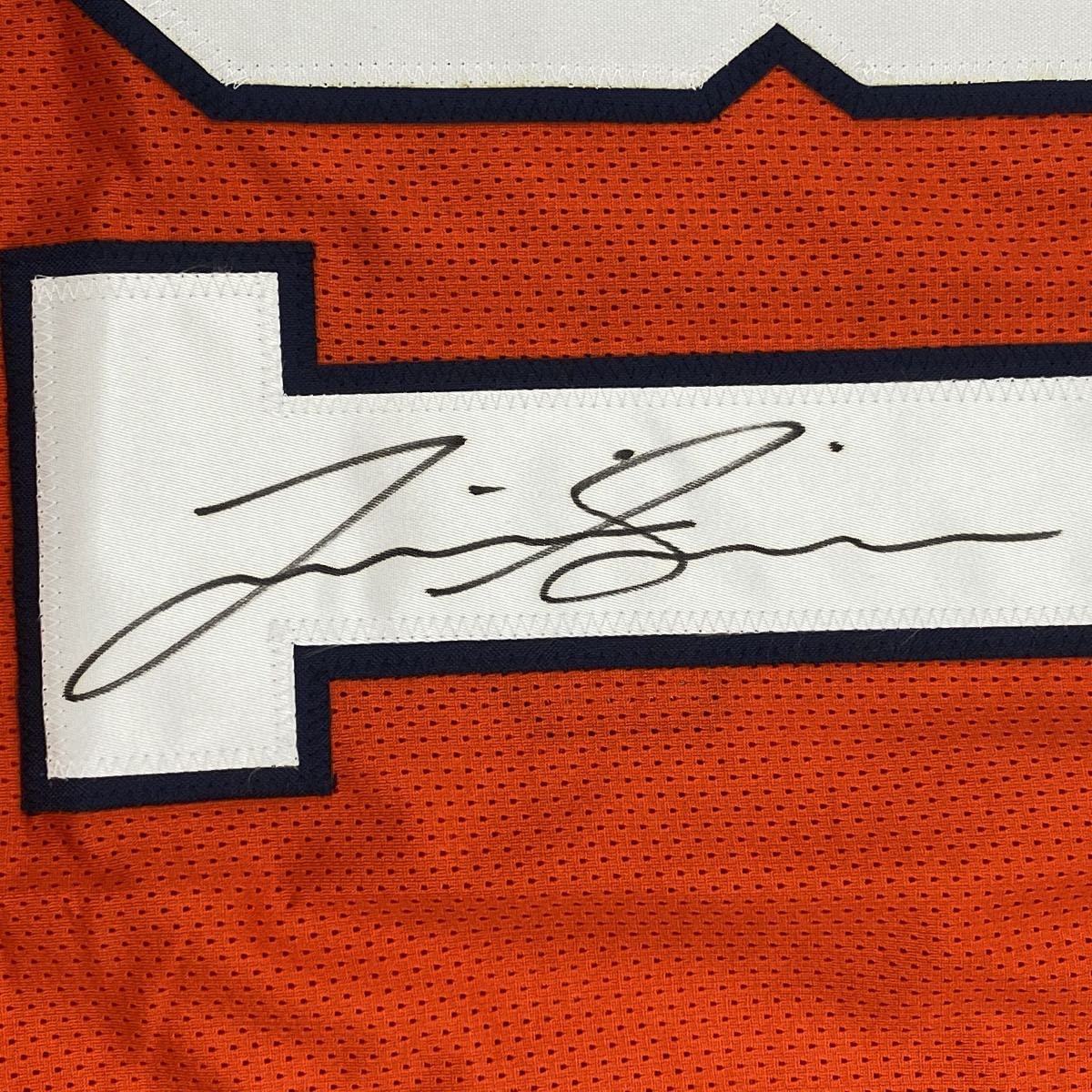 Autographed/Signed Justin Simmons Denver Retro Orange Football Jersey PSA/DNA COA