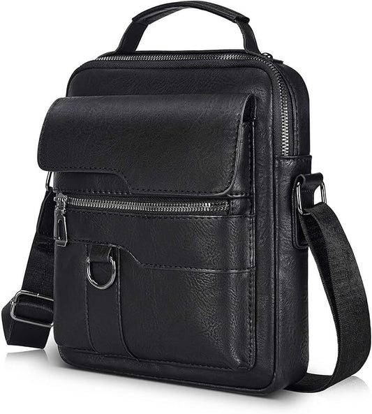 Small Crossbody Bag for Men, PU Leather Purse Messenger Crossbody Bags Satchel Pouch Sling Chest Work Travel Outdoor