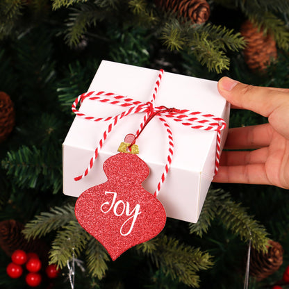 80pcs Large Gift Tags for Christmas w/ Tie Strings, 20 Designs, Glittery