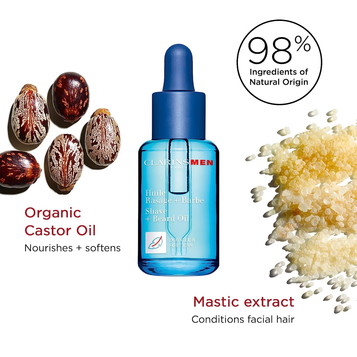 CLARINSMEN NEW Shave + Beard Oil | 2-In-1 Shaving and Beard Oil for Men | Preps Skin and Conditions Beard | Lightweight, Non-Greasy Dry Oil | All Skin Types | 1.0 Fluid Ounces