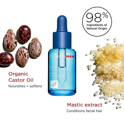 CLARINSMEN NEW Shave + Beard Oil | 2-In-1 Shaving and Beard Oil for Men | Preps Skin and Conditions Beard | Lightweight, Non-Greasy Dry Oil | All Skin Types | 1.0 Fluid Ounces